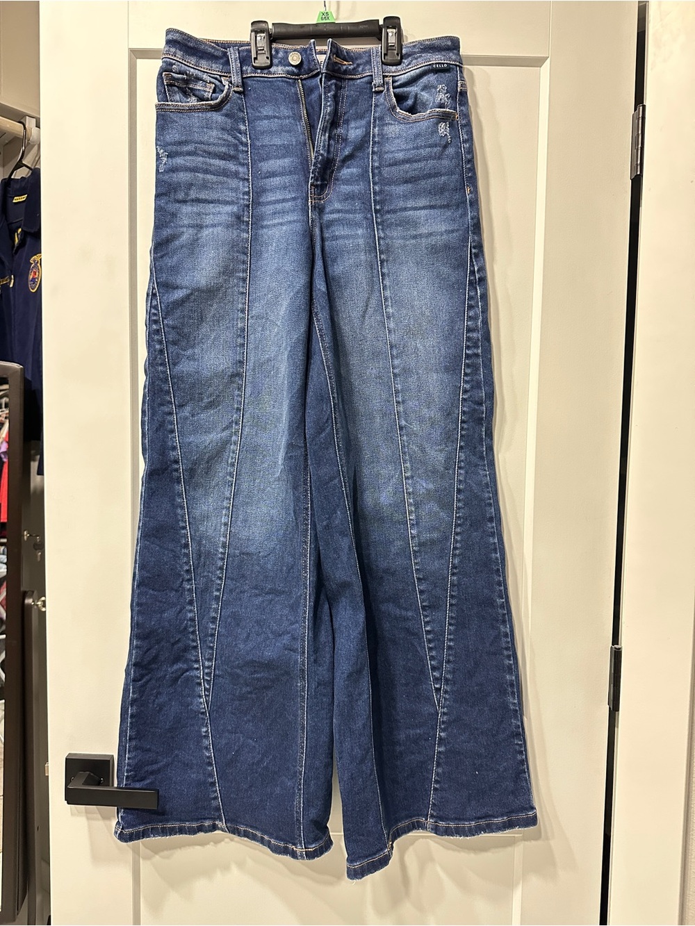 Cello Panel-Detail Wide Leg Jeans in Blue Wash